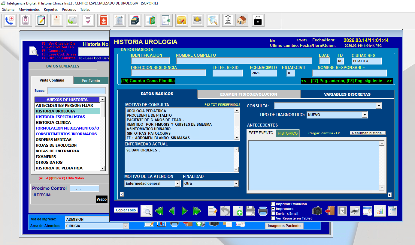 Pantallazo Historia Clínica Digital 1