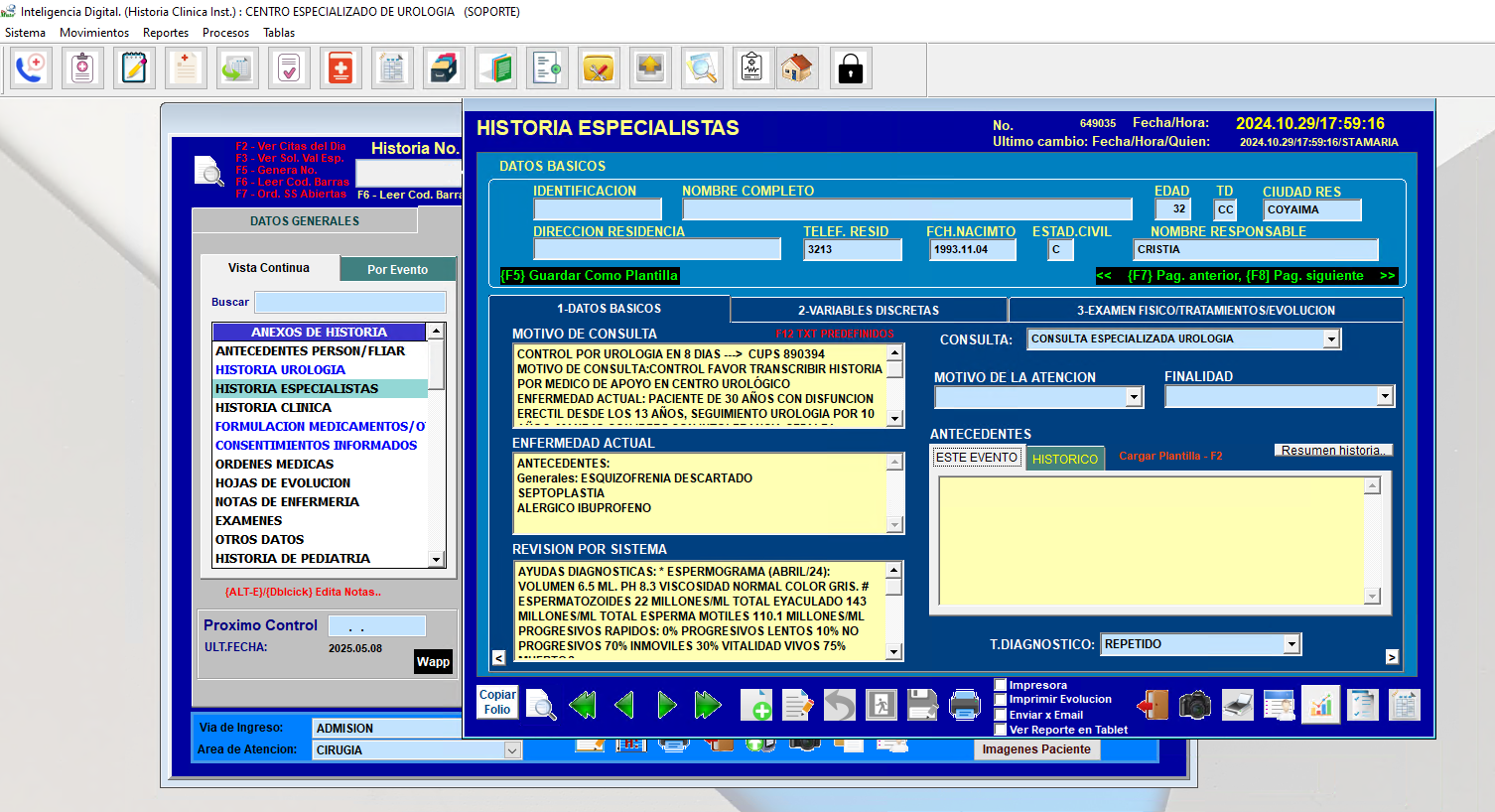 Pantallazo Historia Clínica Digital 2