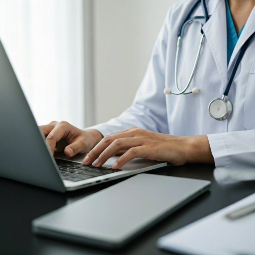 Médico usando software